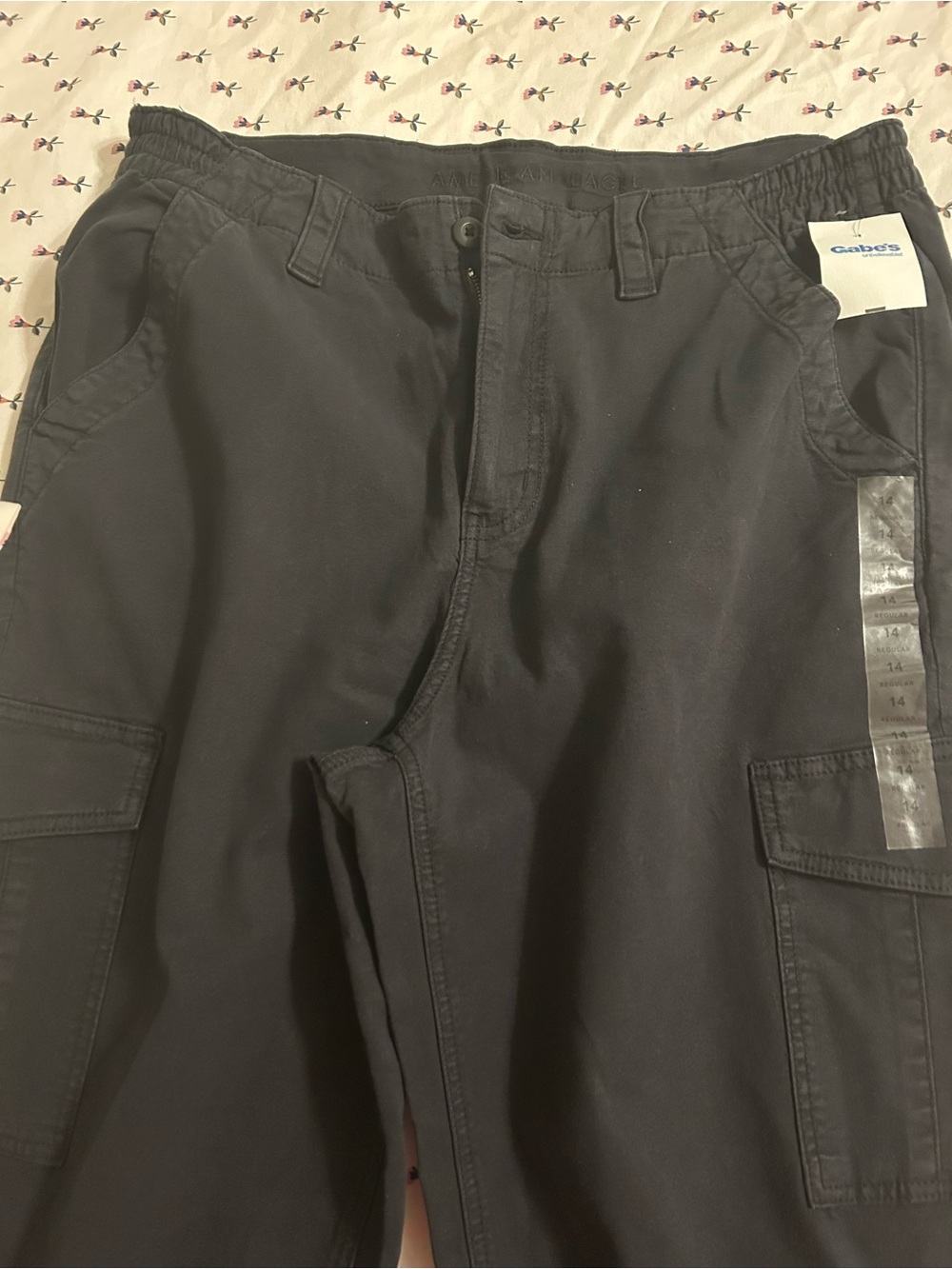 American Eagle Outfitters Black Wide Leg Cargo Jumpsuit Pants